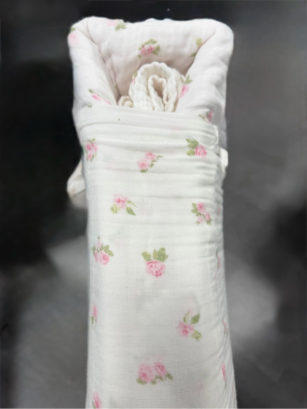 Shabby Chic Pink 3 PC King Gauze Duvet Set Pink Rose with Ruffles ~ Matching Bag - Picture 2 of 16